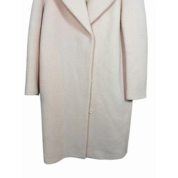 Maje Paris 36/4 Pink Wool Coat Boucle Long Jacket Minimalist Soft Blush Lined - Picture 5 of 16